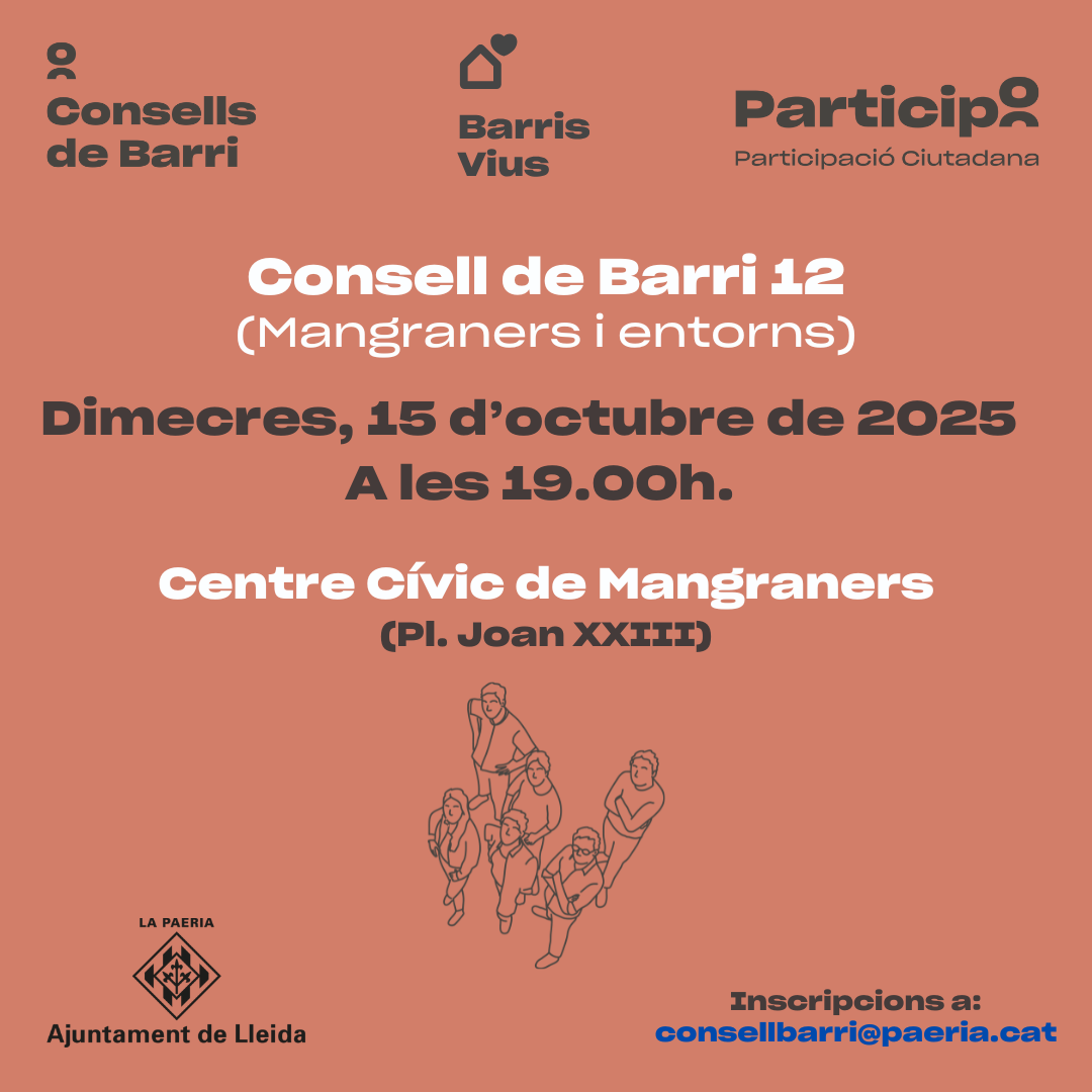 Convocatòria de l'Assemblea Plenària del Consell de Barri 12 (Mangraners i entorns)